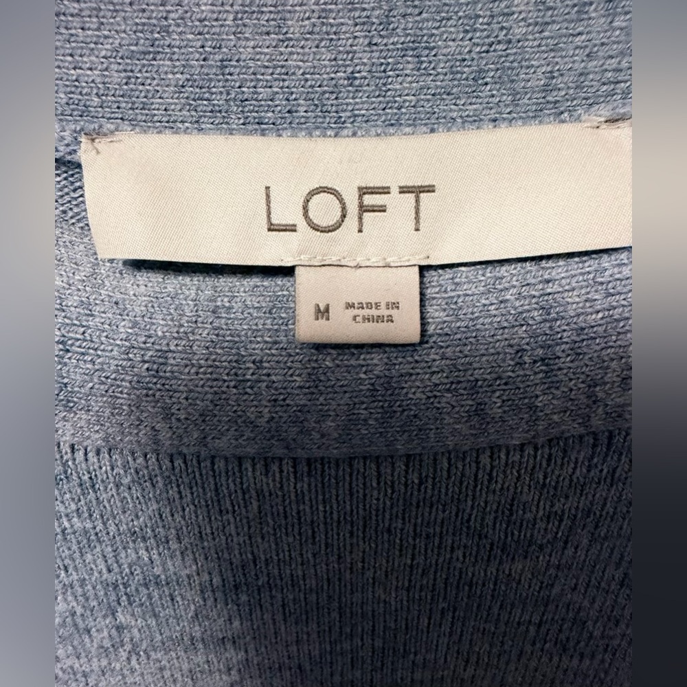 LOFT Light Blue Button-Shoulder Crewneck Sweater with free pink vneck - Picture 2 of 5